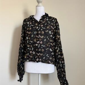 Sanctuary NWT top black floral print